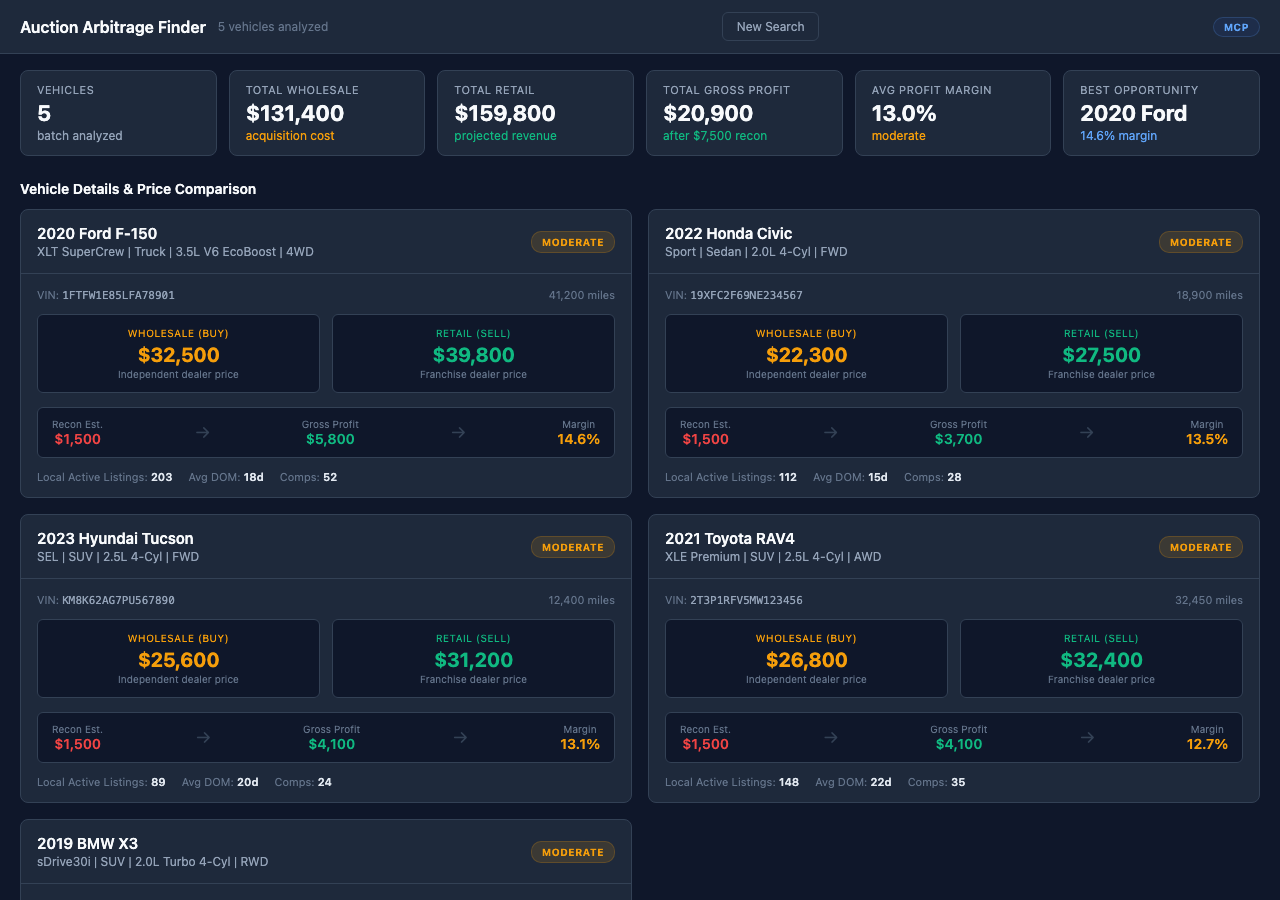 Auction Arbitrage Finder screenshot