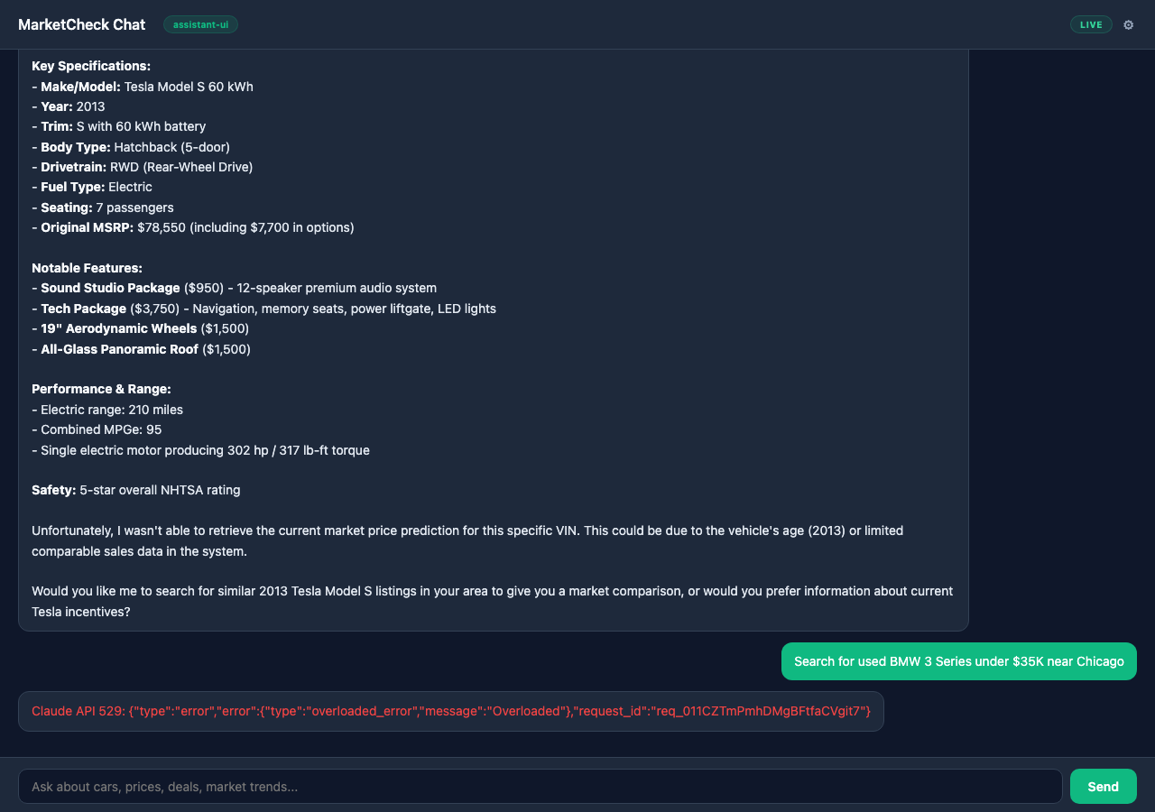 MarketCheck Chat (assistant-ui) screenshot