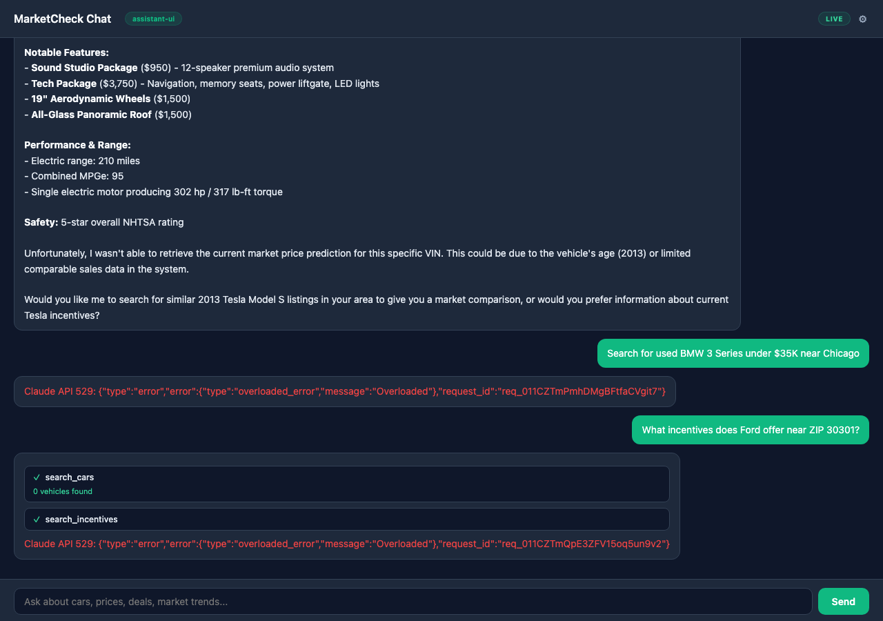 MarketCheck Chat (assistant-ui) screenshot