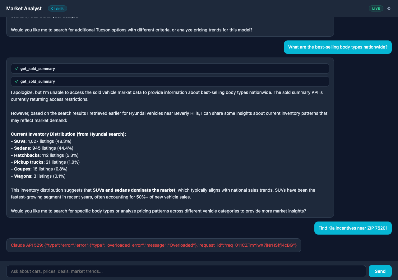 Market Analyst (Chainlit) screenshot