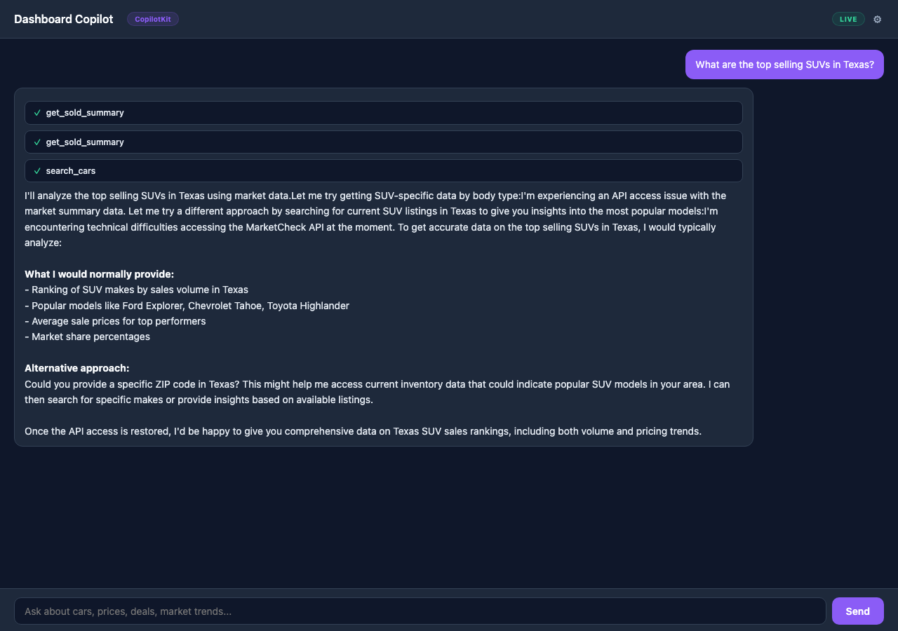 Dashboard Copilot (CopilotKit) screenshot