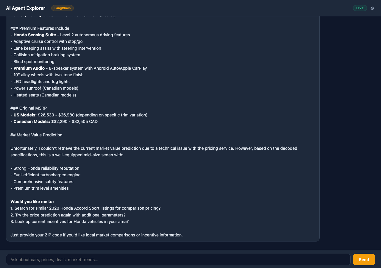 AI Agent Explorer (LangChain) screenshot