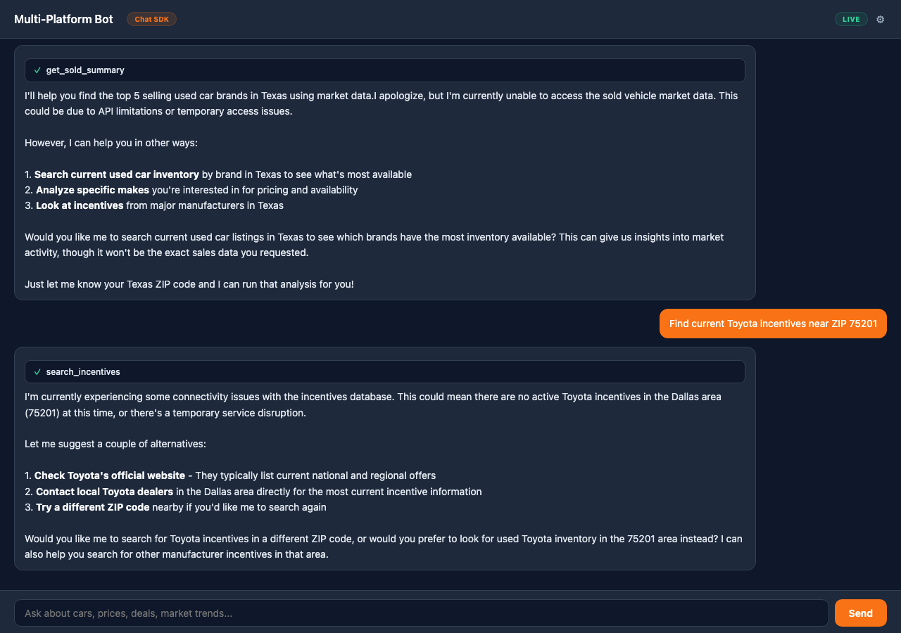 Multi-Platform Bot (Chat SDK) screenshot