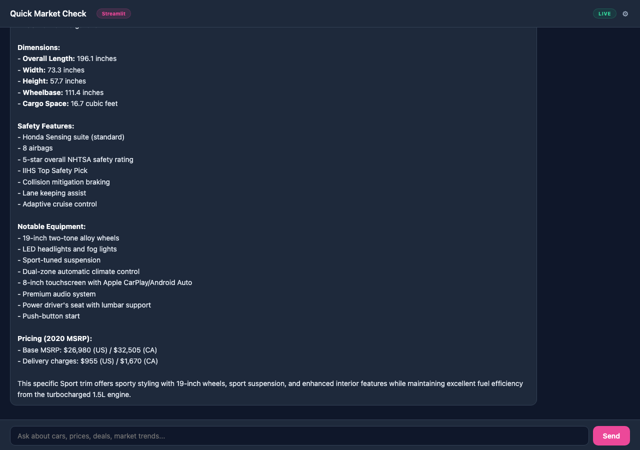 Quick Market Check (Streamlit) screenshot