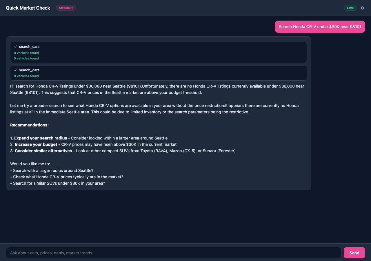 Quick Market Check (Streamlit) screenshot
