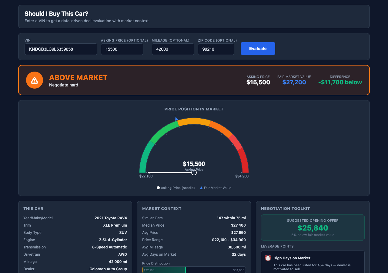 Deal Evaluator screenshot