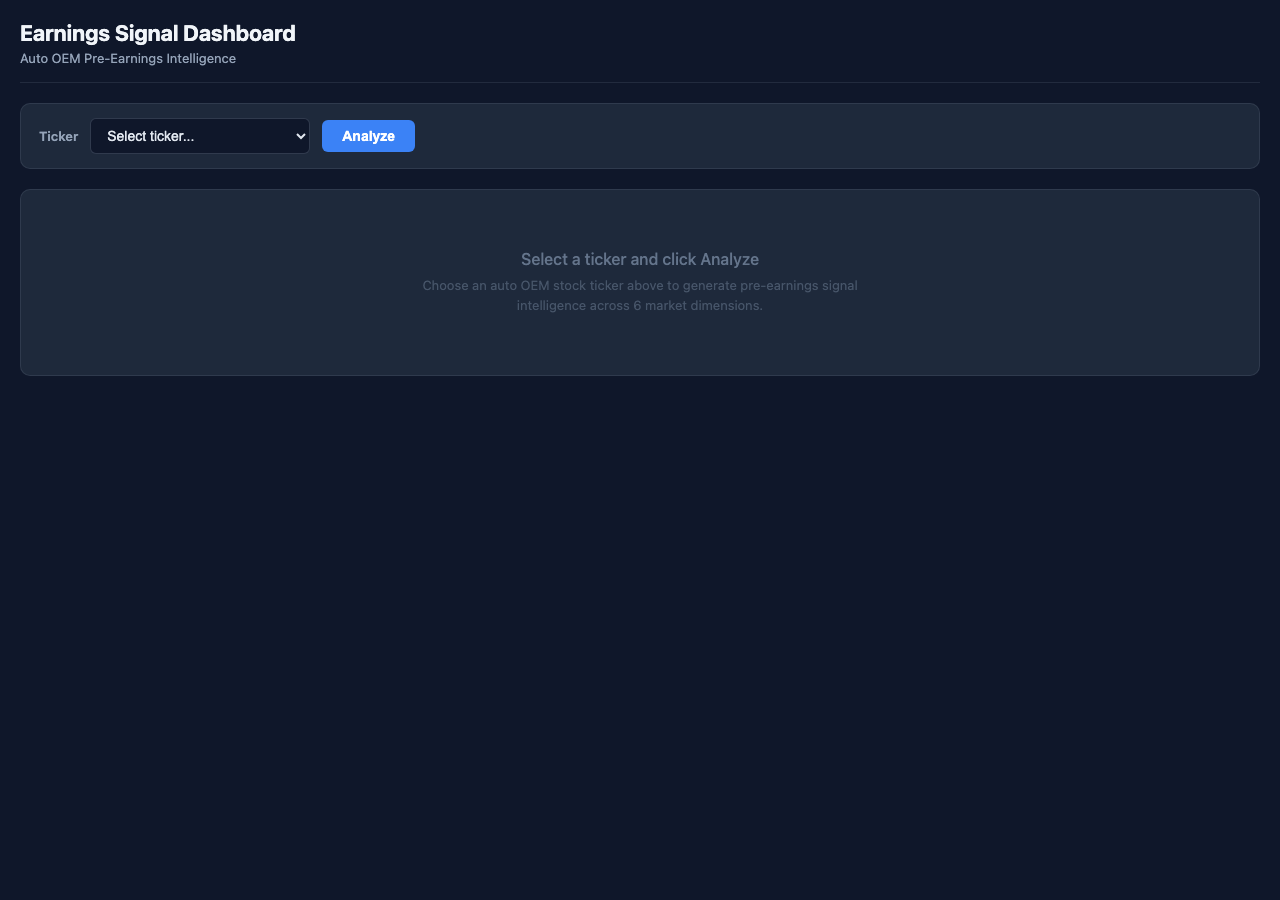 Earnings Signal Dashboard screenshot