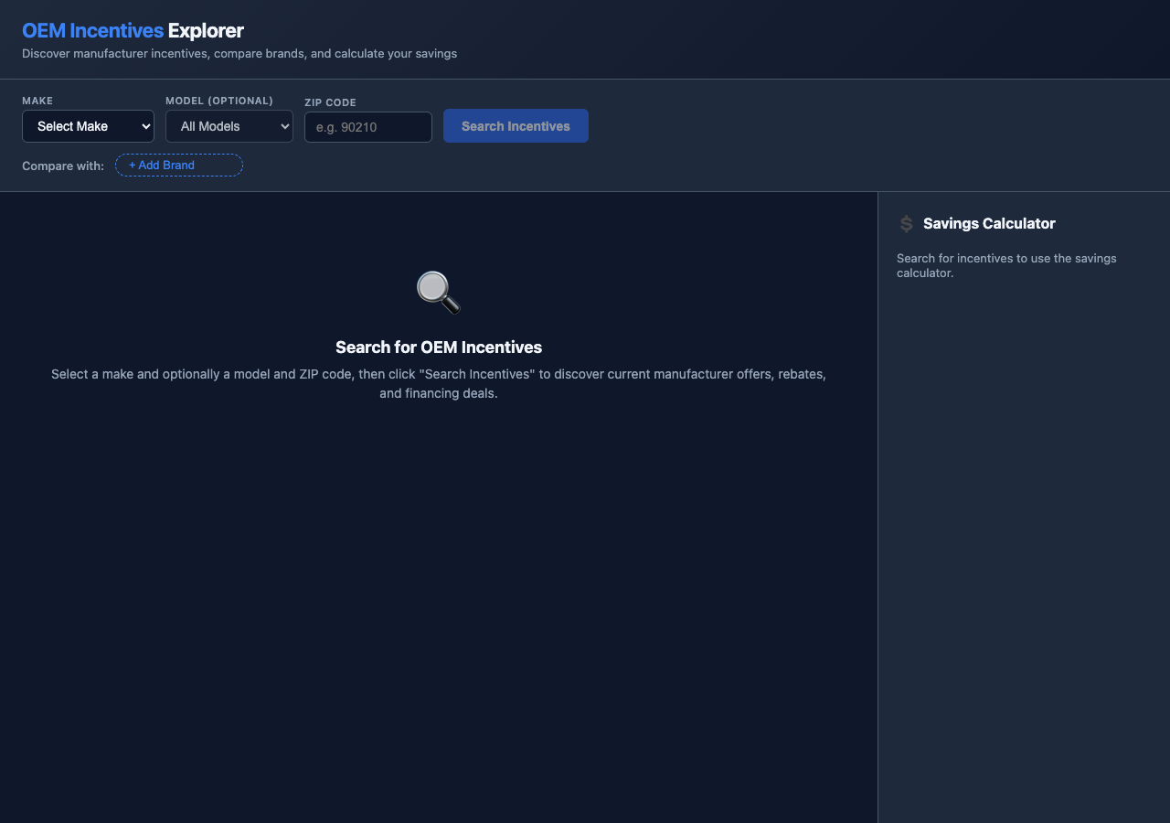 OEM Incentives Explorer screenshot