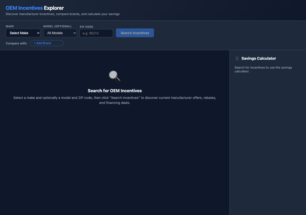 OEM Incentives Explorer screenshot