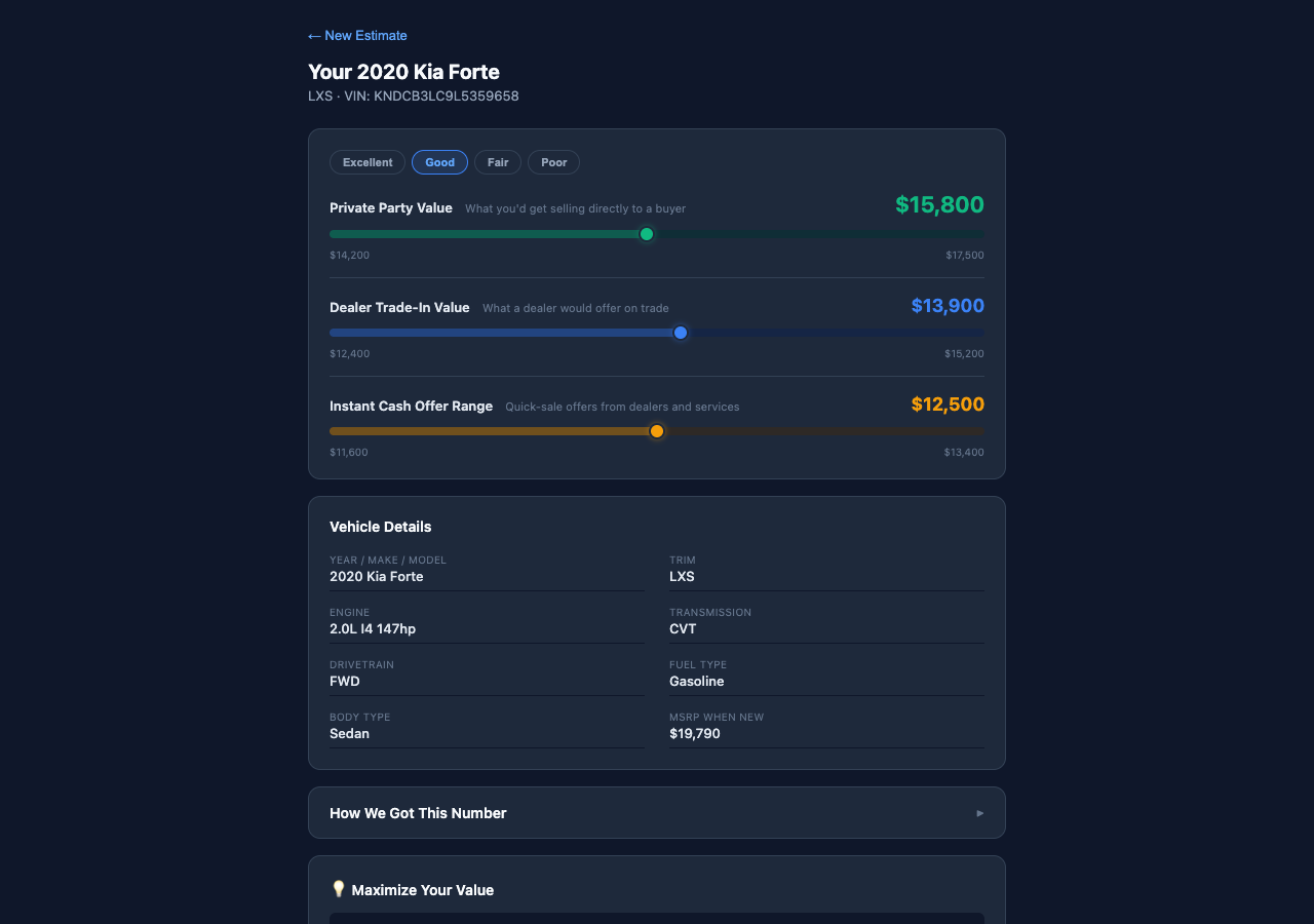Trade-In Estimator screenshot