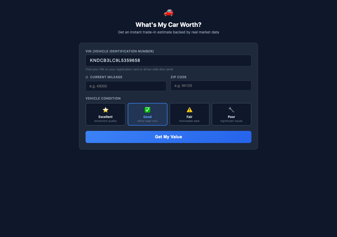 Trade-In Estimator screenshot