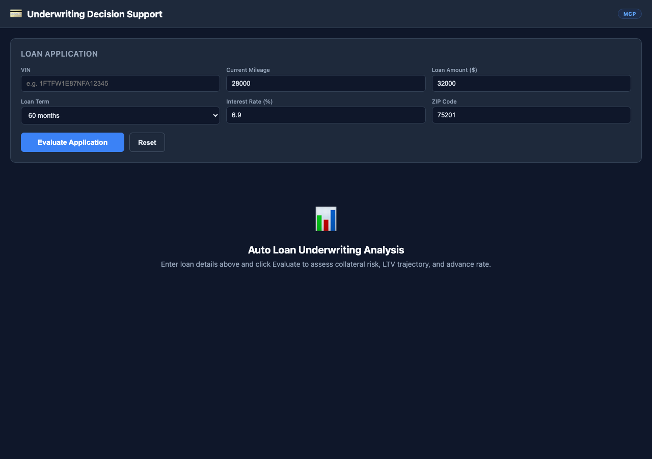 Underwriting Decision Support screenshot